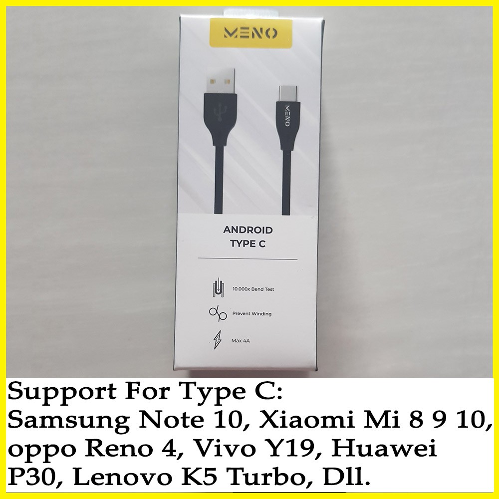 MENO 4.0A Fast Charging Cable Android C Samsung Xiaomi Charger Kabel hp Oppo Vivo Huawei Zenfone