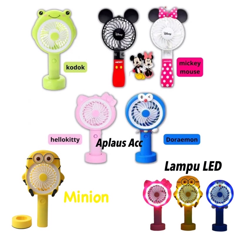 Kipas Angin mini Karakter + Lampu LED /  Kipas Angin Portable