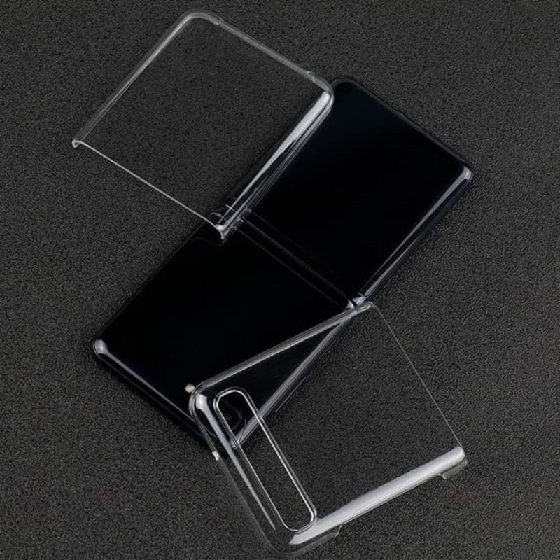 SAMSUNG GALAXY Z FLIP 1/2 CLEAR CASE/HARDCASE PREMIUM LEATHER BACK CASE