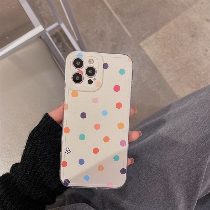 Polka dot flower pattern with mobile phone holder iPhone case 11 12 Pro Max ProMax 7 8 Plus X Xs XsMax soft case