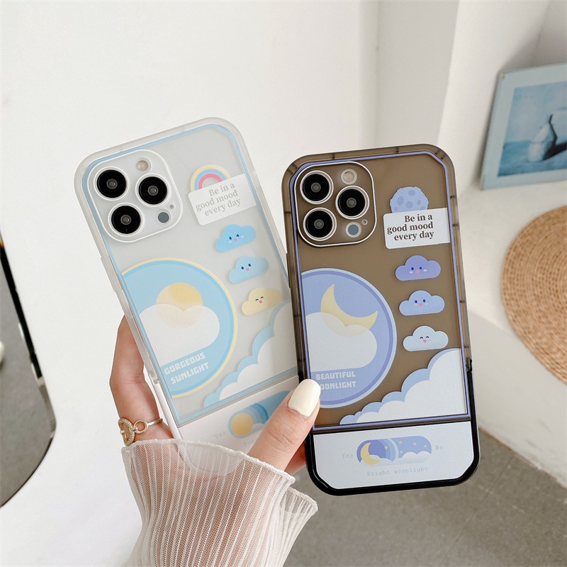 Case Transparan Lipat Motif Kartun Lucu Holder Iphone 7 8 PLUS X XR XS 11 12 13 PRO MAX SE 2020 SE2 SE3