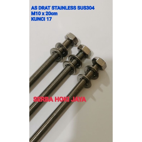 As Drat Stainless M10 X 20Cm Sus304 / Long Drat Stainless M10 X 20Cm Sus304 / Baut Stainless Full