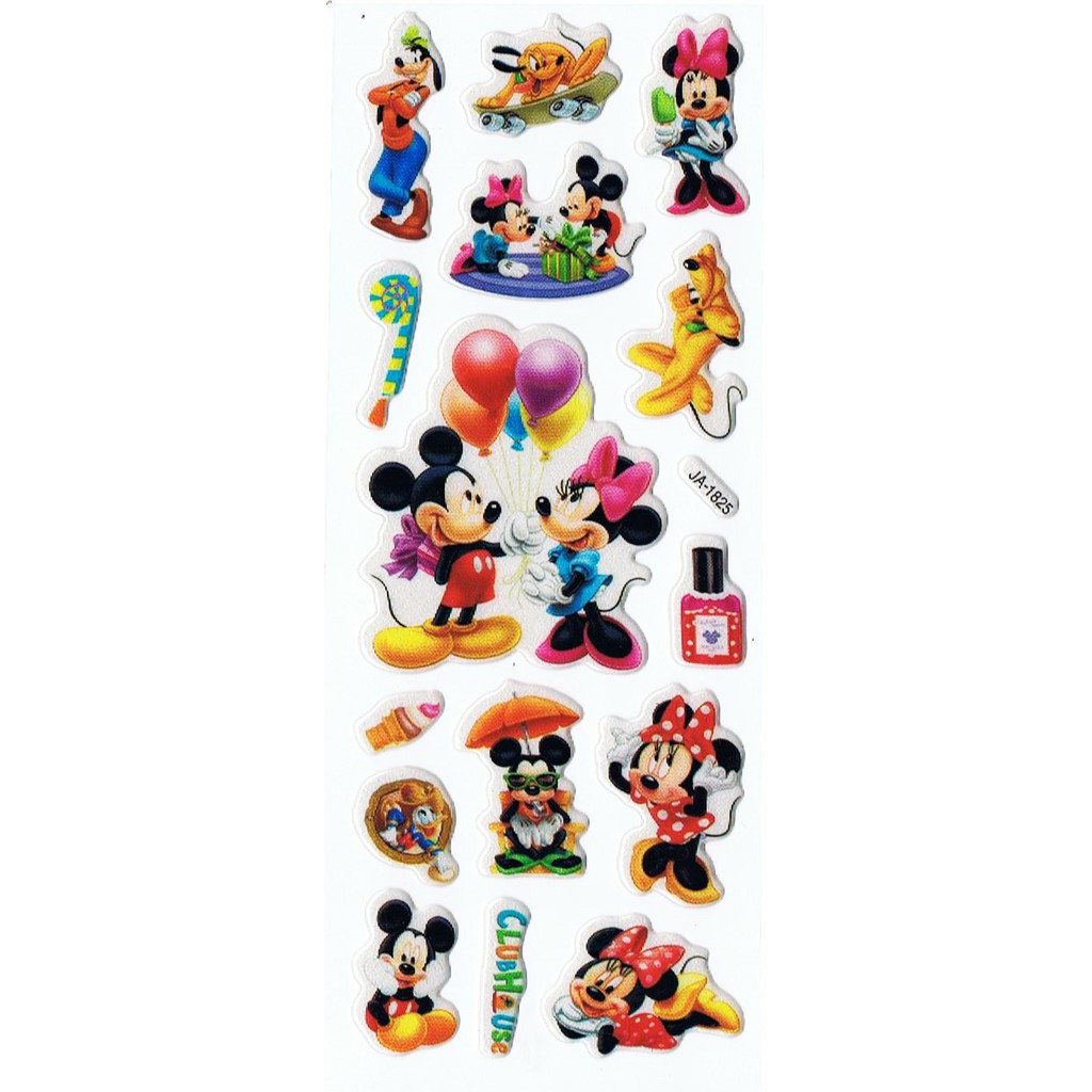 SK290 Stiker Sticker Timbul Set Strip Aneka Gambar Kartun Anak Mickey