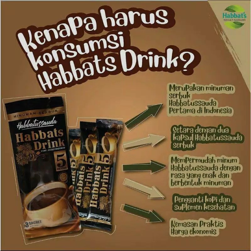 

Habbats Drink 5 In 1 Minuman Serbuk Habbatussauda Isi 10 Sachet