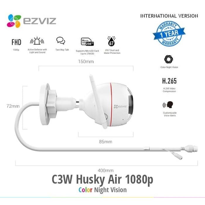 EZVIZ C3W OUTDOOR WIFI IP CAMERA CCTV FULL HD 1080P COLOR NIGHT VISION