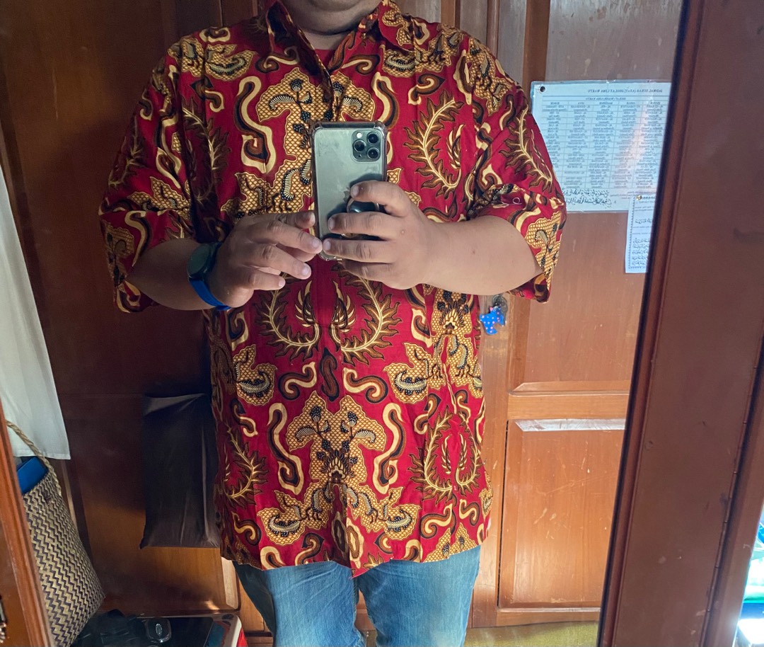 Kemeja Hem Pria Big Size Xxxl-xxxxl Atasan Baju Kemeja Batik Jumbo Seragam Batik Dna-br