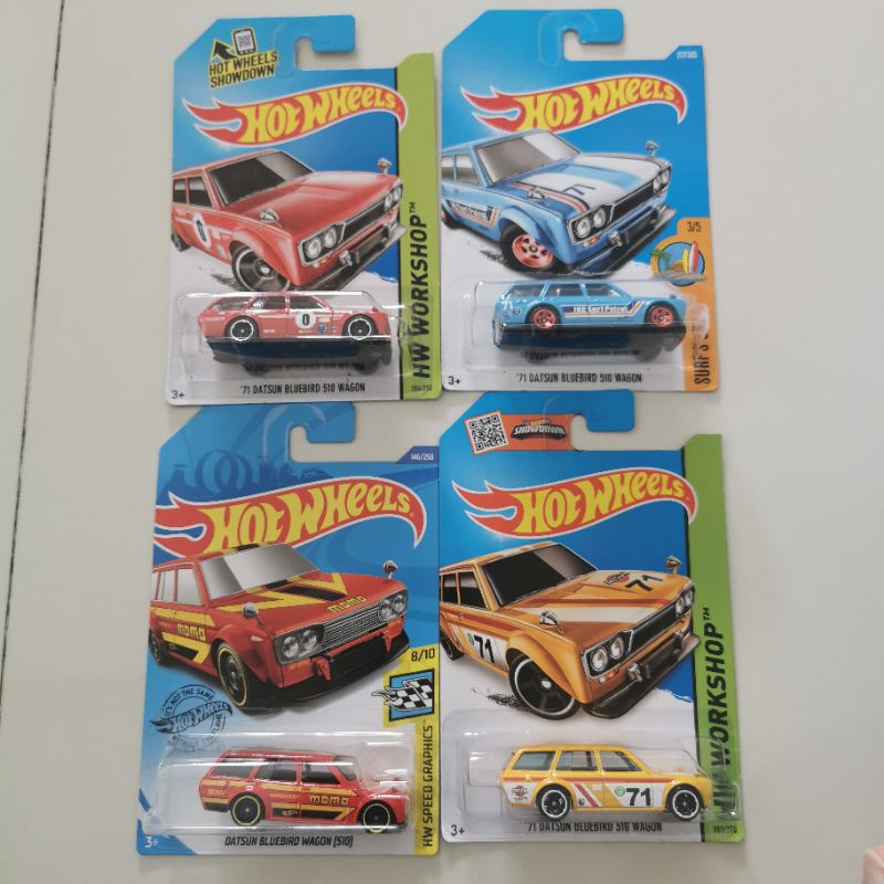 Hot Wheels 71 Datsun Bluebird 510 Wagon kuning merah biru momo hotwheels reguler