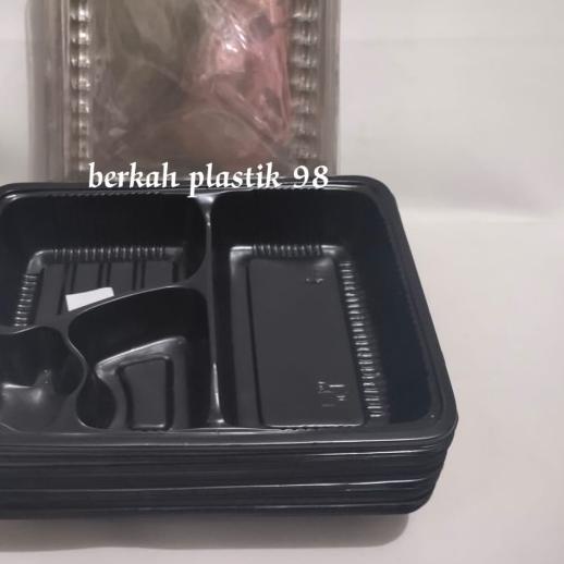 ➧ mika Bento 4 sekat kotak nasi mika tray kotak nasi warna merah ☆