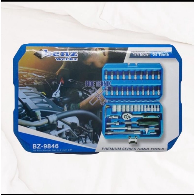 Kunci shock set sok socket wrench 1/4 46pcs benz premium quality