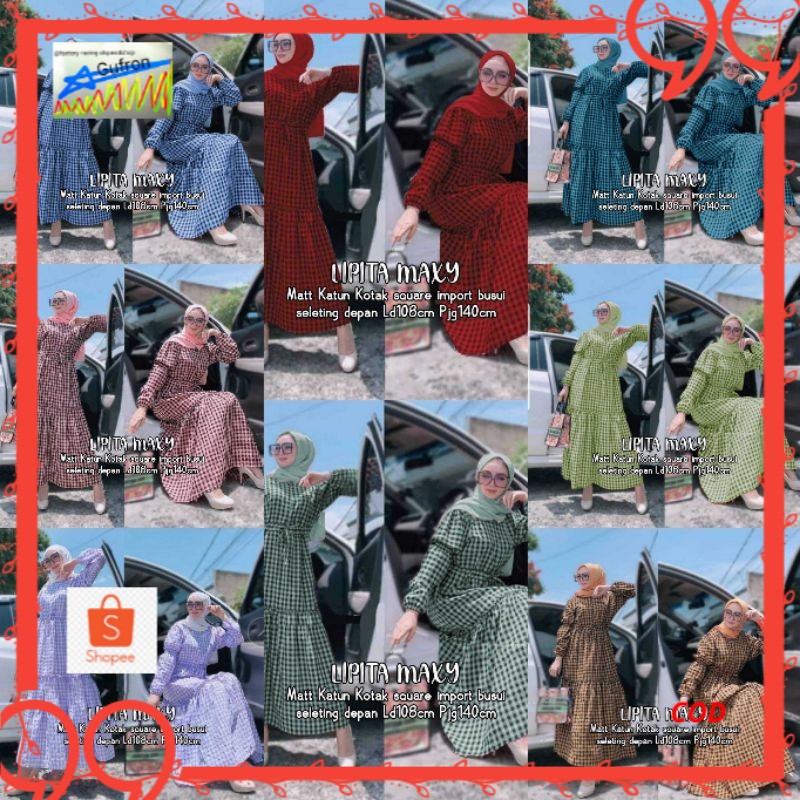 lipita  kotak square fawnia maxi dress tropical zoe  arabian pakaian muslim kantor