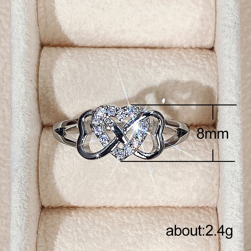 Cincin Berlian Perak S925 Berbentuk Hati Perhiasan Fashion Wanita Baja Titanium Pertunangan Pernikahan Rings