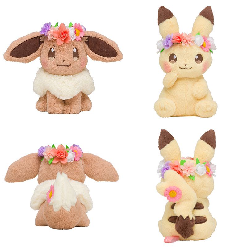 Pikachu&amp;eevee's Pokemon Center Easter Plush Doll Hadiah Mainan Hewan Lucu Boneka