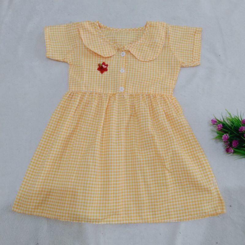 Dress Anak 1 2 Tahun cewek perempuan Baju motif kotak Polka(Dress Wonder women)