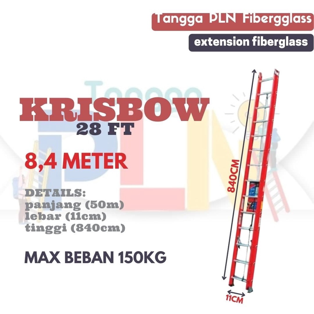 Tangga PLN Extension Fiberglass Krisbow 28FT | 8,4 Meter Sliding Sorong