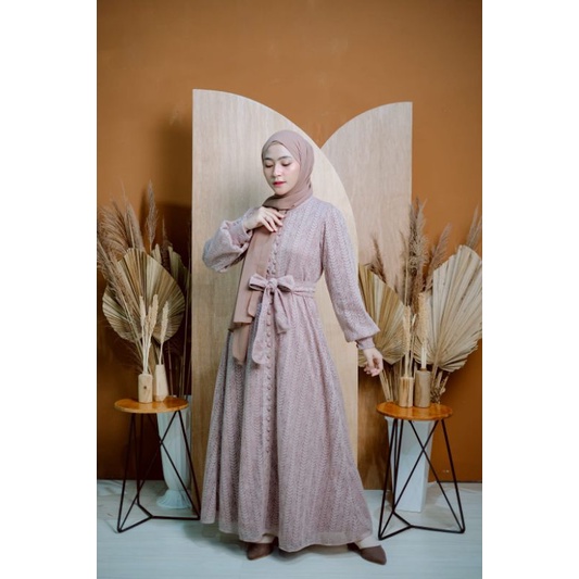 Hanna Dress set pashmina/square by sharleen ready stok