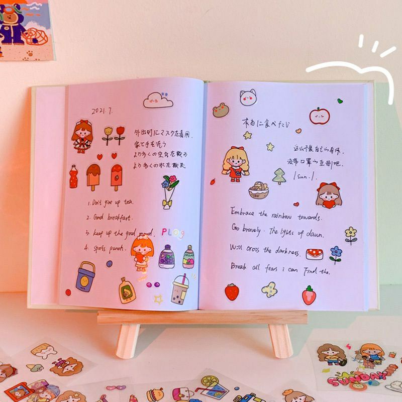 Stiker Aesthetic Scrapbook Dekorasi DIY Sticker Diary Journal PET Sticker HP PVC Waterproof Anti Air Hias Dekorasi Design Kreatif Tumbler Botol Buku Catatan