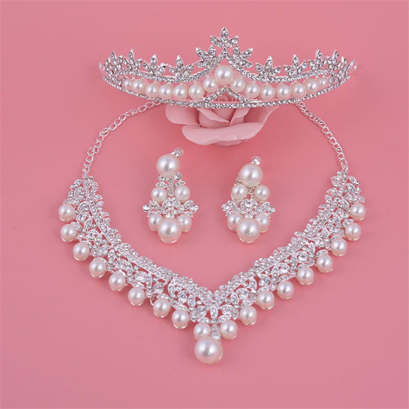 Tiny Jewelry Set - Mahkota Anting Kalung - Aksesoris Pengantin - Bridal Crown Korea