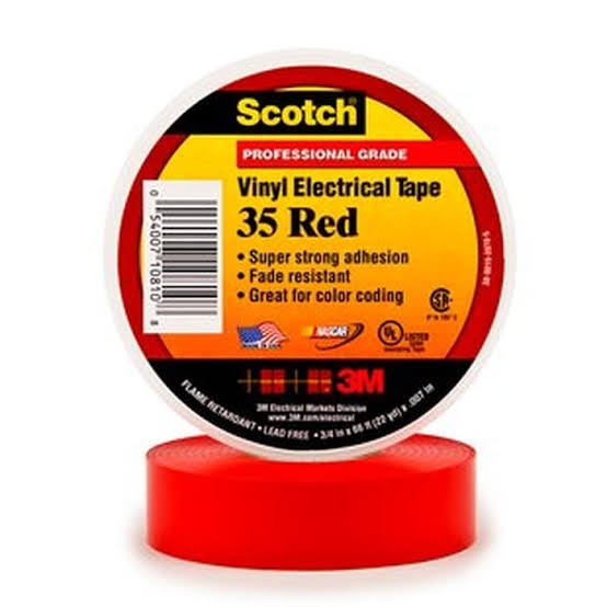 3M Scotch 35 Vinyl Electrical Tape Red 19mm X 20m scotch 35 vinyl 3M warna Merah