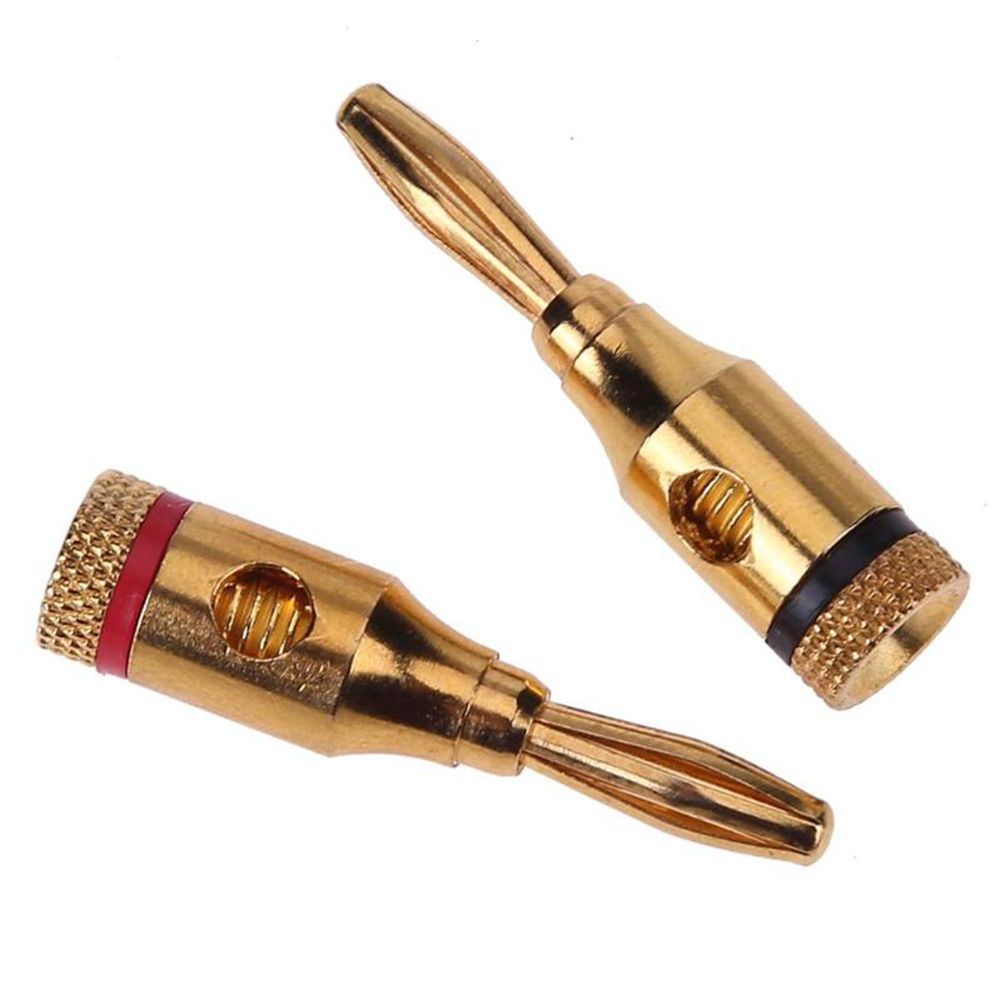 QUINTON 2pcs Banana Connector Amplifier Connectors Adapter 24k Gold-Plated Solder-Free 4mm Cable Wire Audio Speaker Plugs/Multicolor