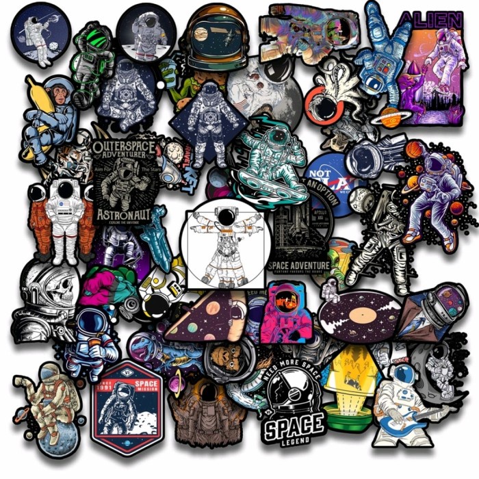 

50 Pcs Stiker Sticker Astronot Luar Angkasa Koper/ Skateboard / Laptop - B