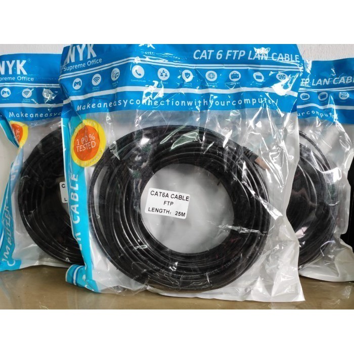 kabel LAN Outdoor FTP 25m 25 meter CAT6 CAT 6 JACK Metal Siap pakai