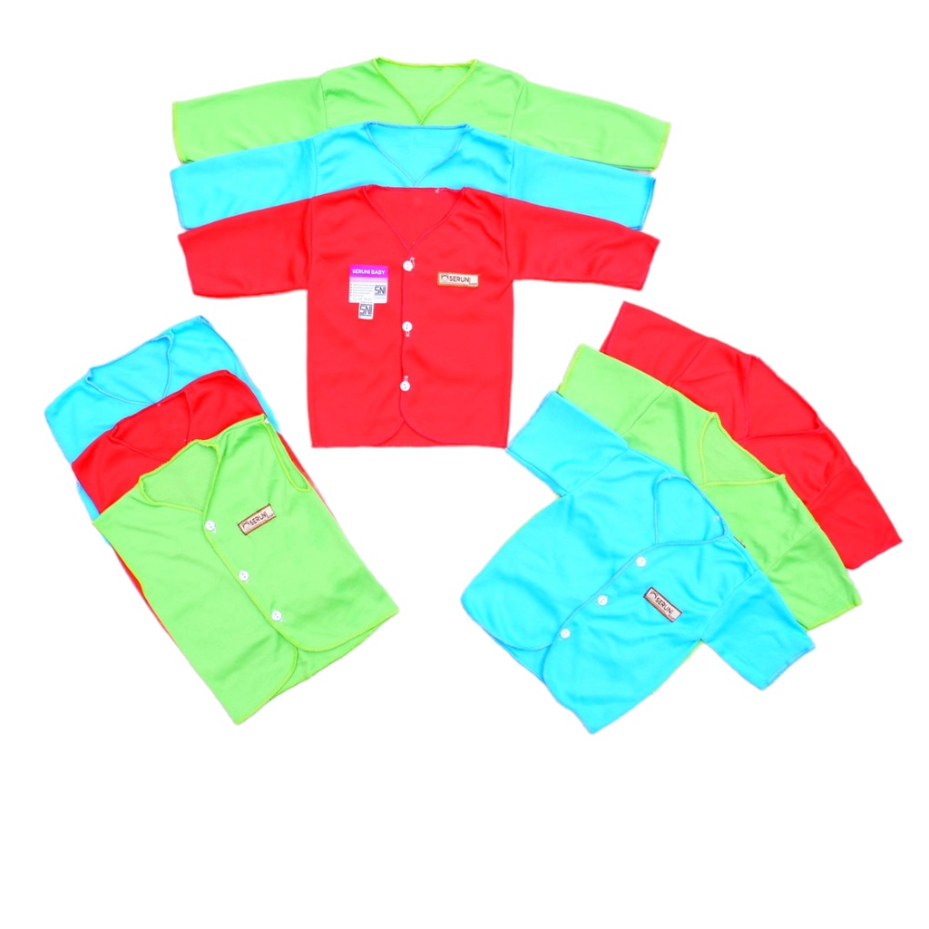 ISI 6PCS  Baju Bayi Baru Lahir SNI Polos SERUNI BABY