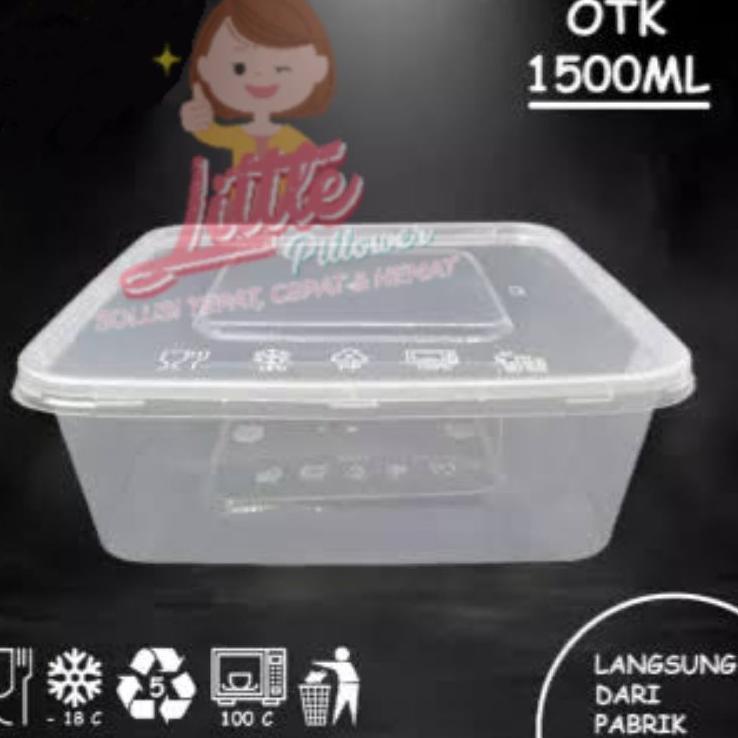 ✿ (ISI 25PCS - KOTAK 1500ML) Kotak Plastik Bening 1500ml / Tempat Makan/ Thinwall/ Box Plastik ☪