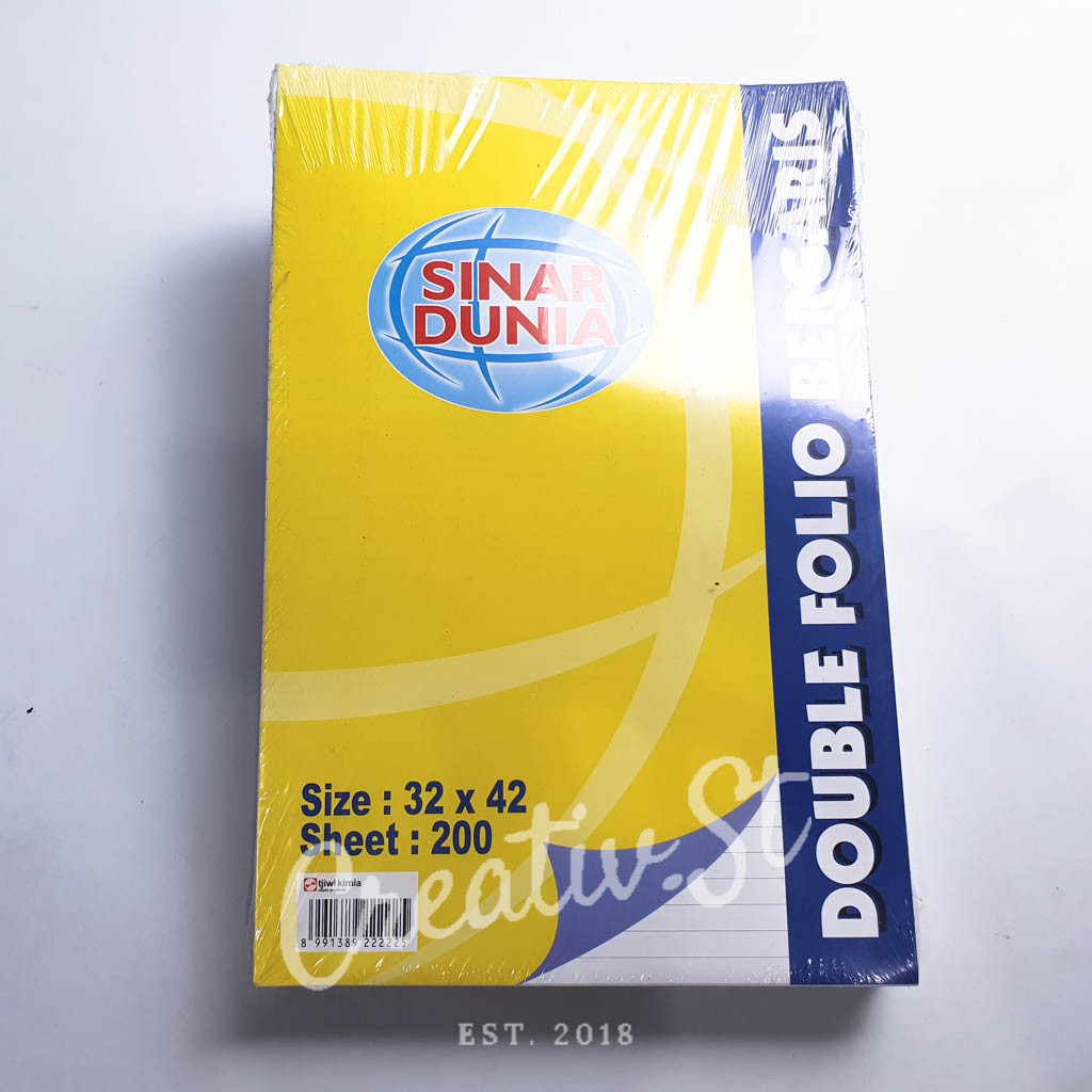 

SINAR DUNIA Kertas Double Folio Bergaris 200 Lembar (1 Pak)