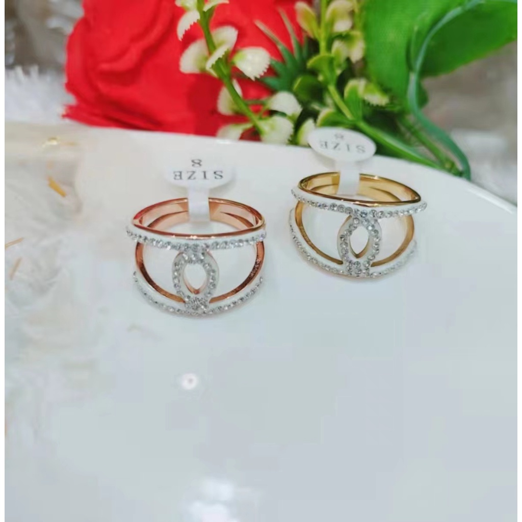 Titanium Cincin CC Mata Putih Perhiasan Fashion 1222