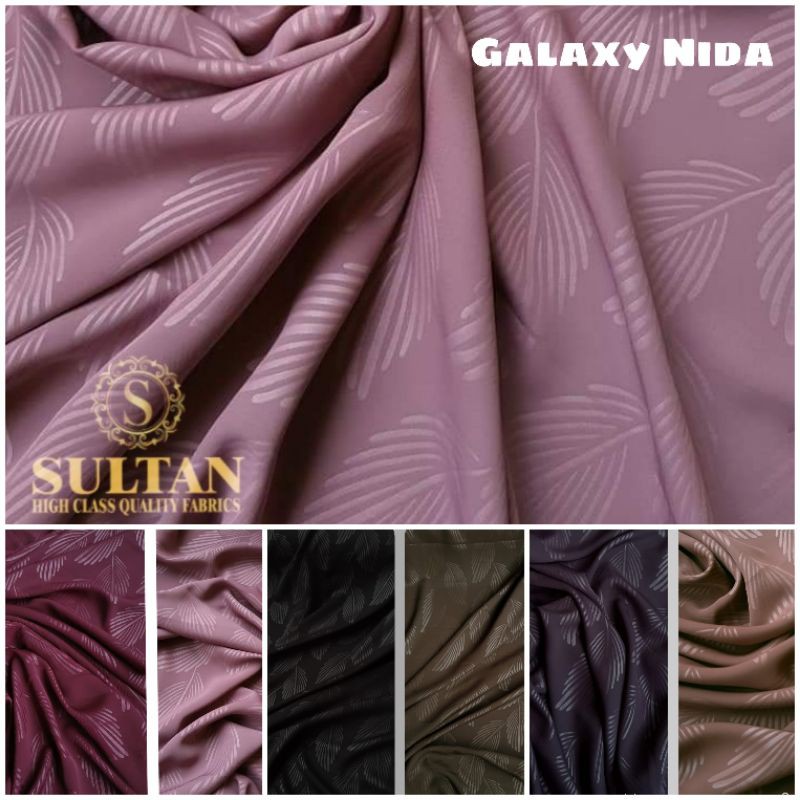 0.5m kain GALAXY NIDA embos FEATHER warna dan hitam ori Sultan