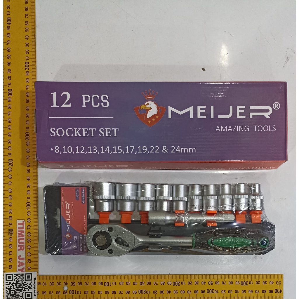 MEIJER Kunci Socket 12 Pcs 1/2 Inch Sok Soket Rachet Shock