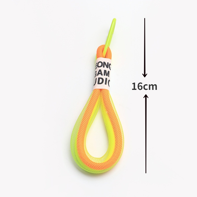 Tali Gantungan Kunci Praktis Lanyard Gantung Dengan Gesper Liontin Tali Jala Dikepang Fashion Untuk Tas Neon Braided Dekorasi Untuk Ponsel