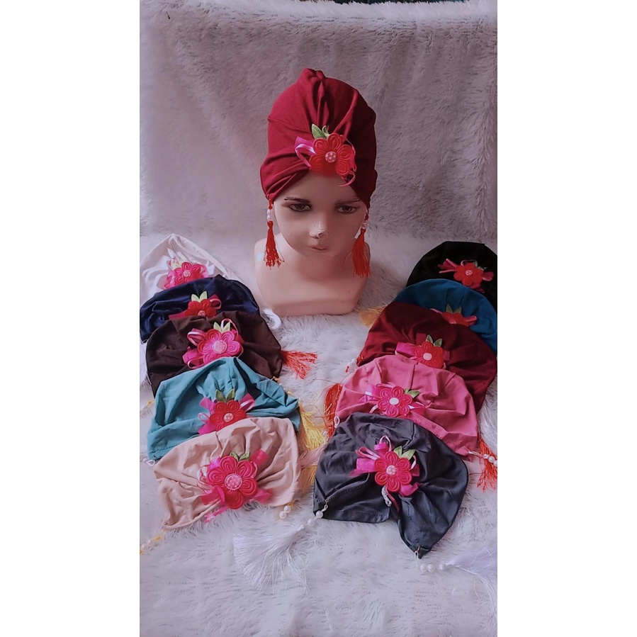 Turban Bayi/Turban Anak Usia 1 sampai 3 Tahun Bahan Jersey Premium/Turban Anak Model Bunga Melati 2022