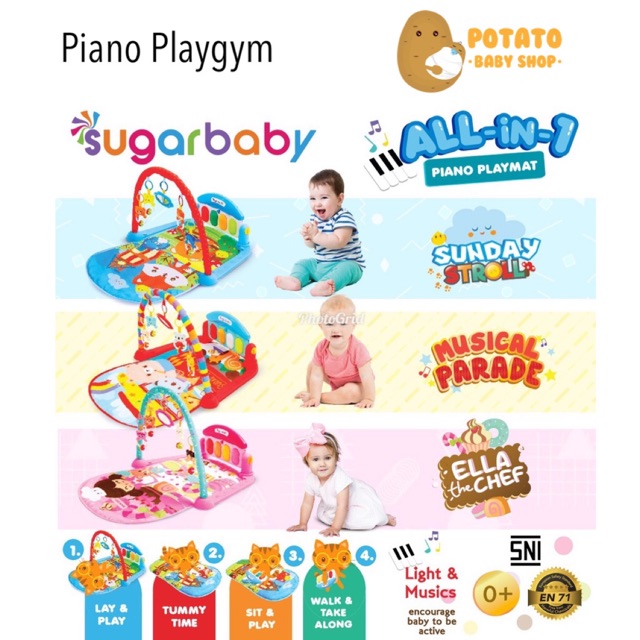 Sugar Baby - Piano Playmat Playgym Day &amp; Night Projector Nite My Litle Pianist