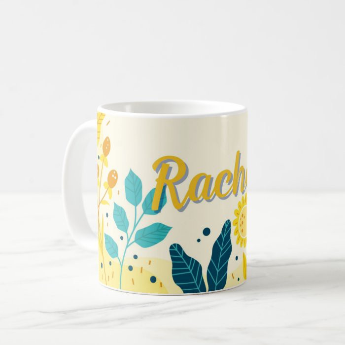 Mug Nama Tema Nuansa Bunga Matahari