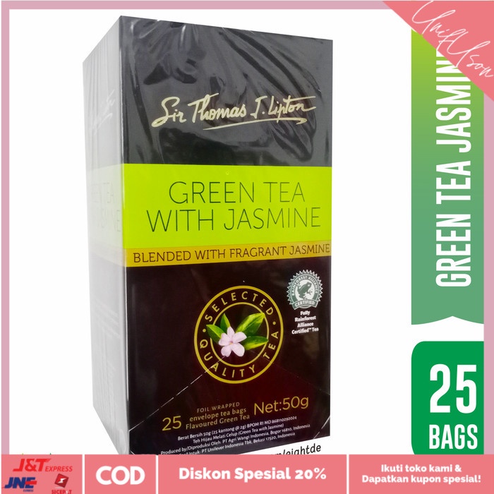 

⭐COD⭐ Lipton Green Tea with Jasmine 25 Envelope Tea Bags