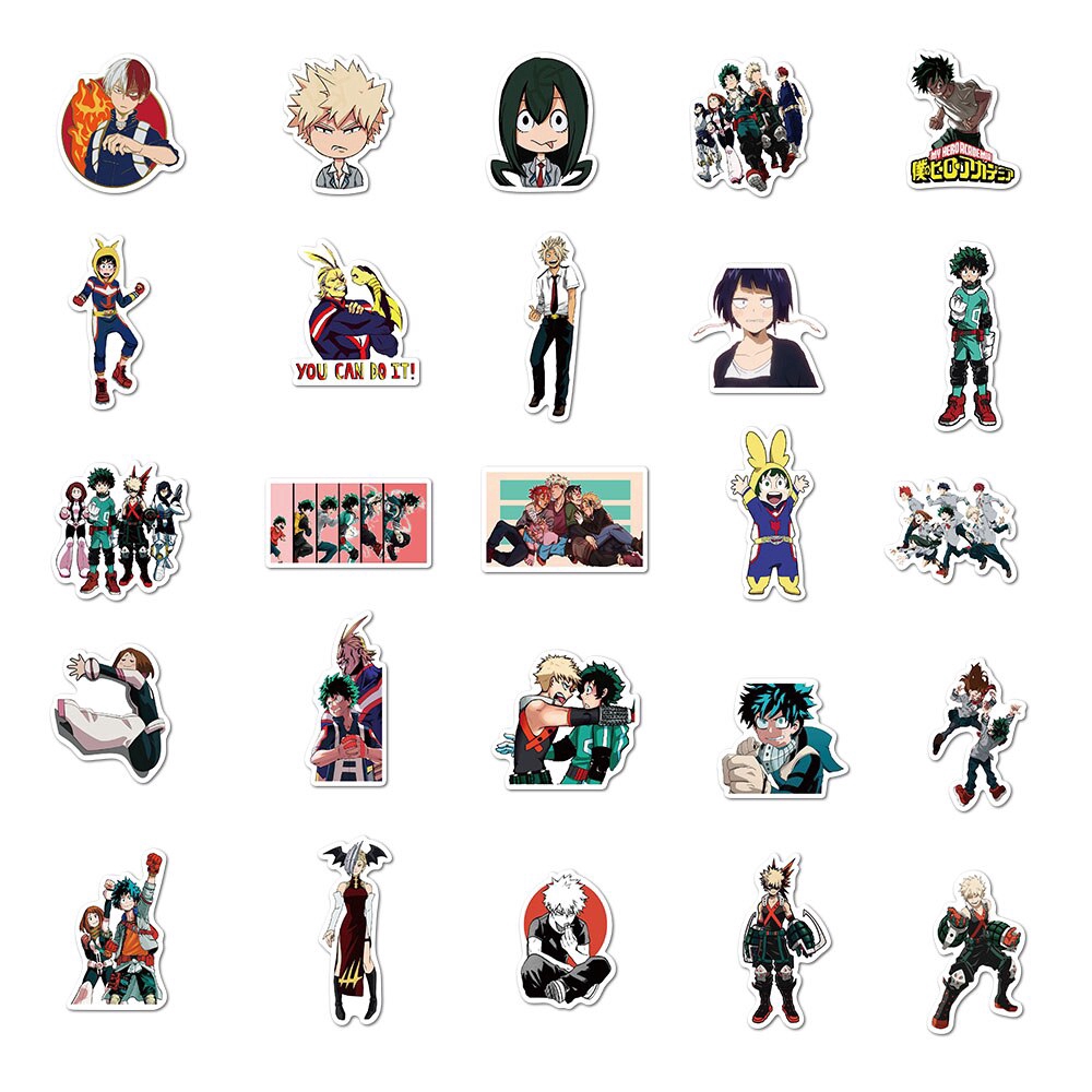 50Pcs/pack My Hero Academia Anime Stickers For Motorcycle Skateboard Laptop Luggage Car Fridge  DIY Vinyl Sticker