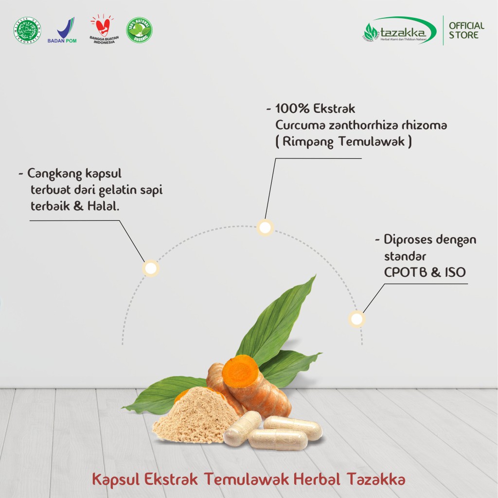 Herbal Magh Kapsul Temulawak Tazakka isi 60 kapsul ORIGINAL BPOM