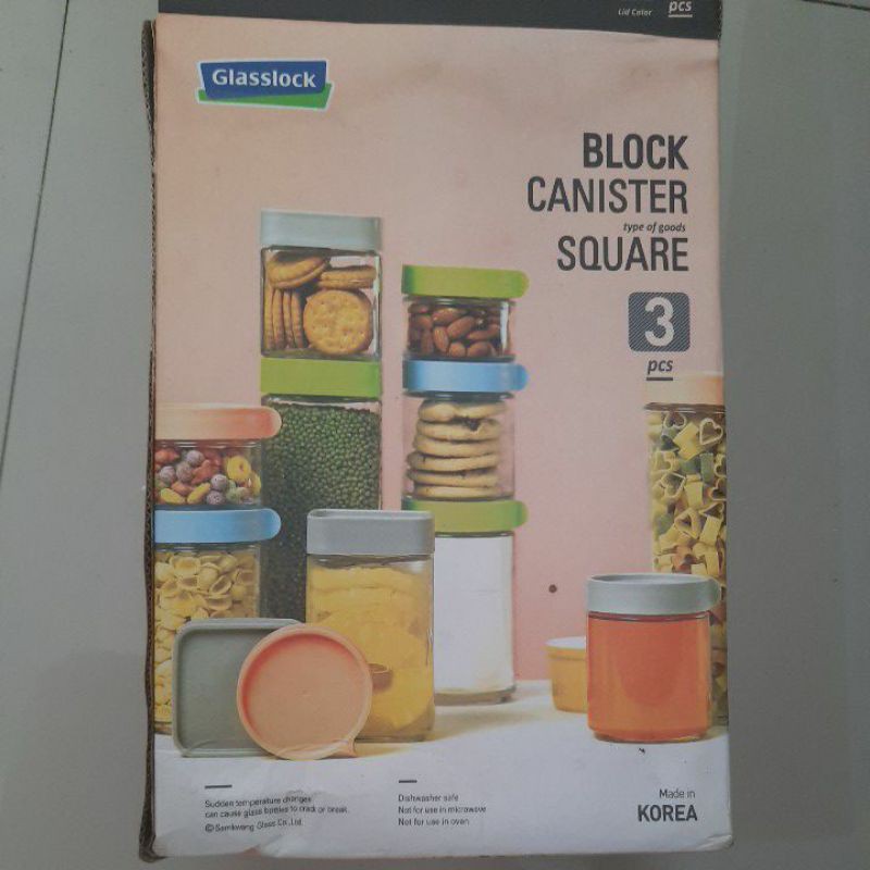 glasslock block canister square orange
