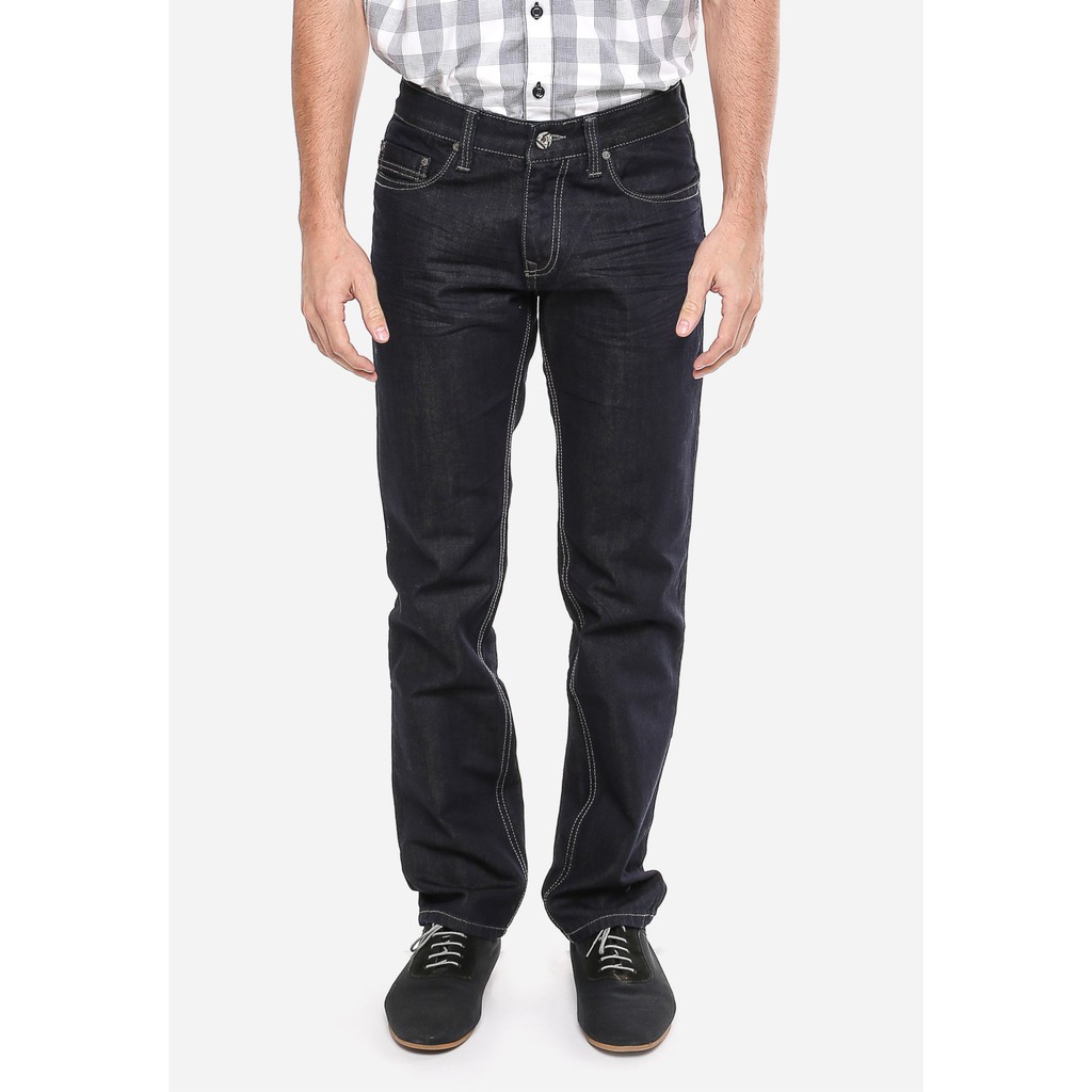 LGS Celana Jeans Original Slim Fit - Jeans Panjang Premium - Hitam - Motif Polos