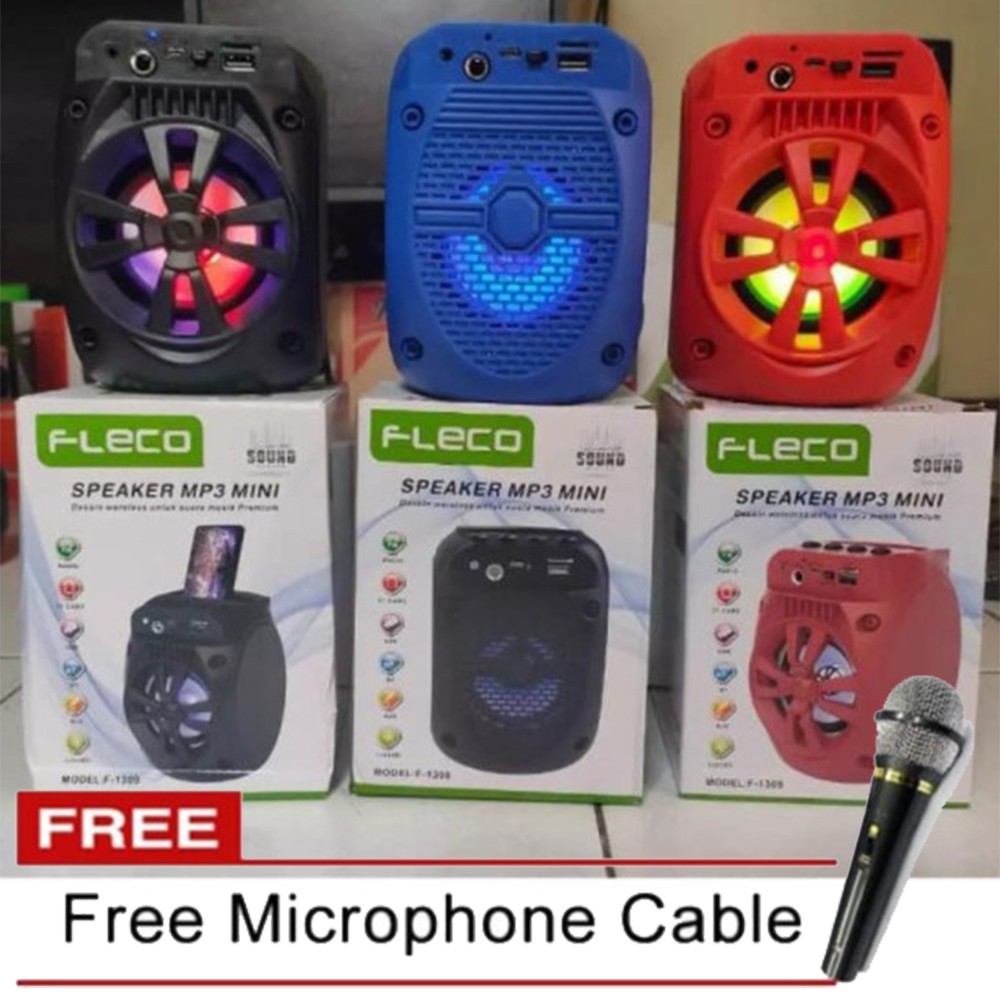 Speaker Fleco F-1309 Bluetooth MP3 FM Memori USB Free Mic