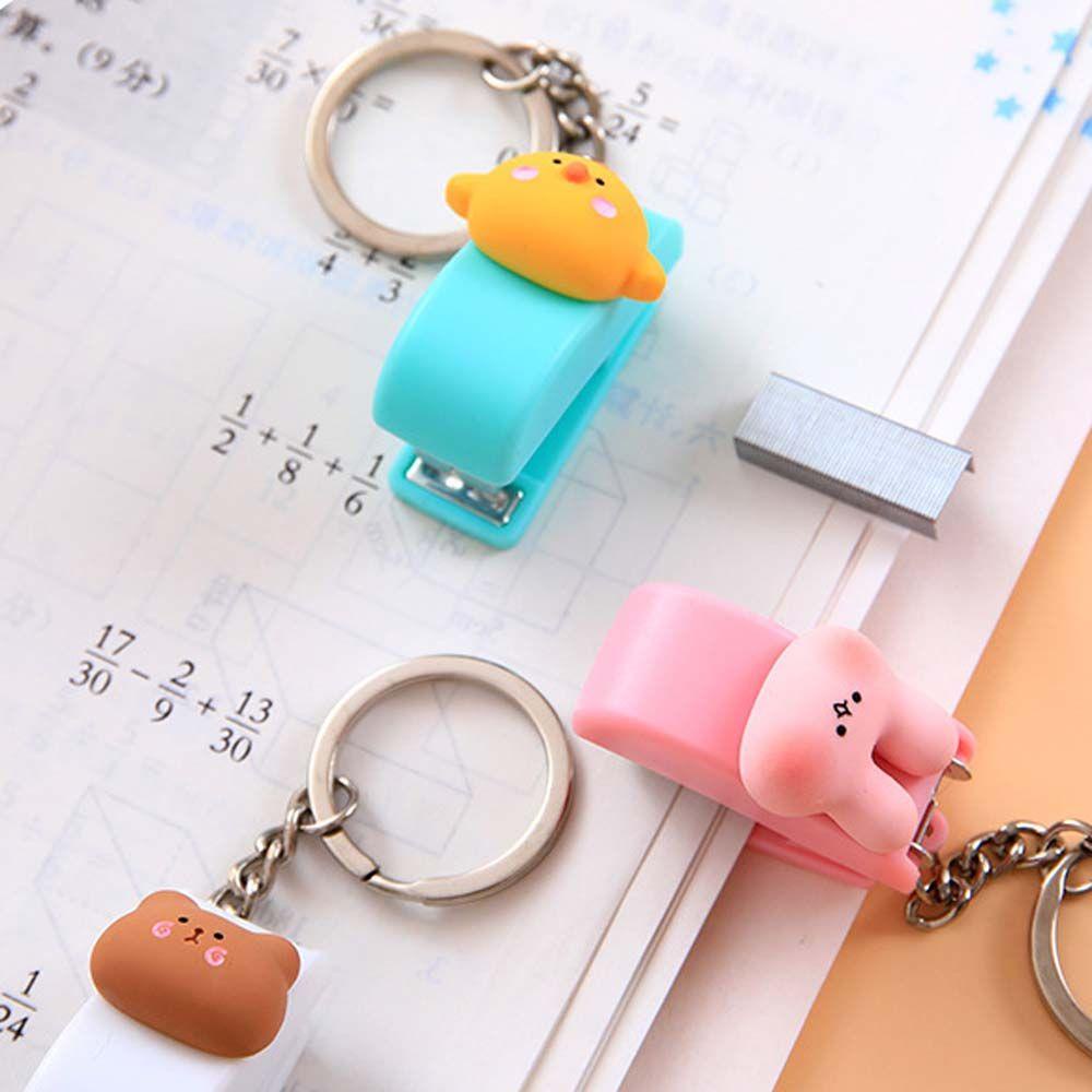 NICKOLAS1 Stapler Lucu Gantungan Kunci Logam Liontin Kartun Mini Ukuran 10pcs Staples Mini Stapler