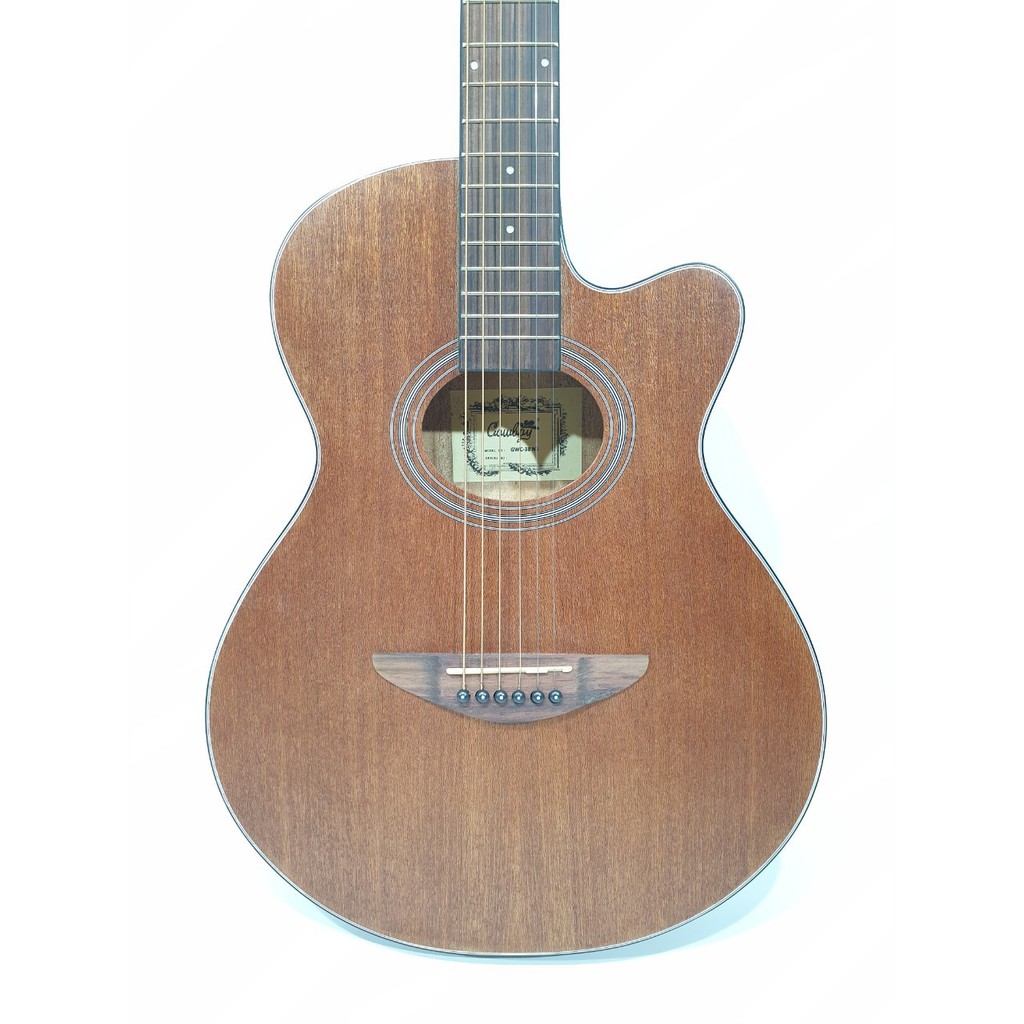 Gitar Akustik Merk Cowboy Original Tipe GWC-38 NS Warna Cokelat Trusrod Senar String Slim Murah