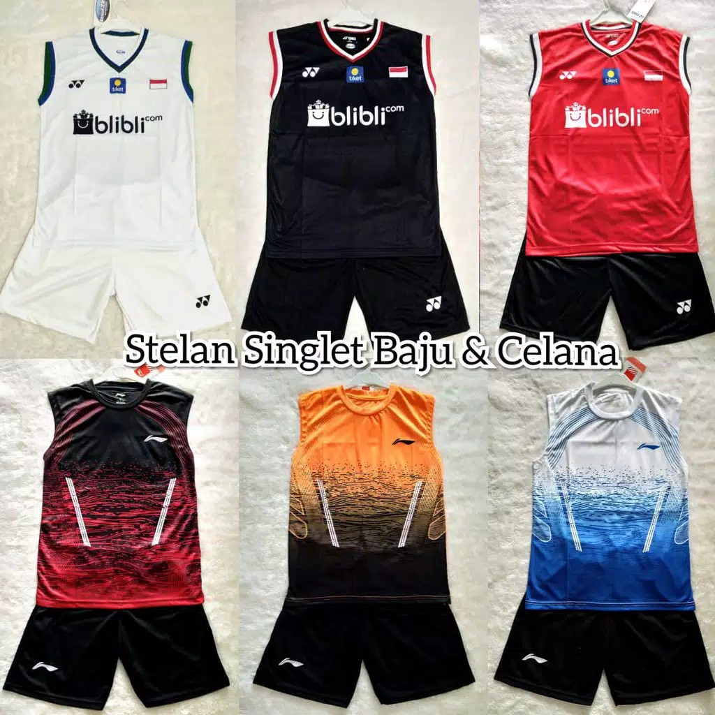 Setelan Baju badminton/bulutangkis/kaos badminton singlet L143