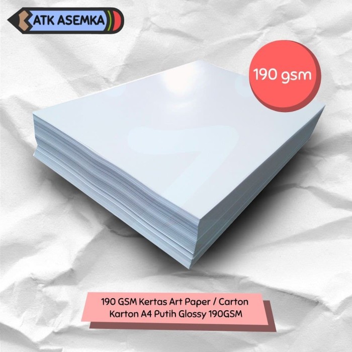 

190 GSM Kertas Art Paper / Carton / Karton A4 Putih Glossy 190GSM Atk