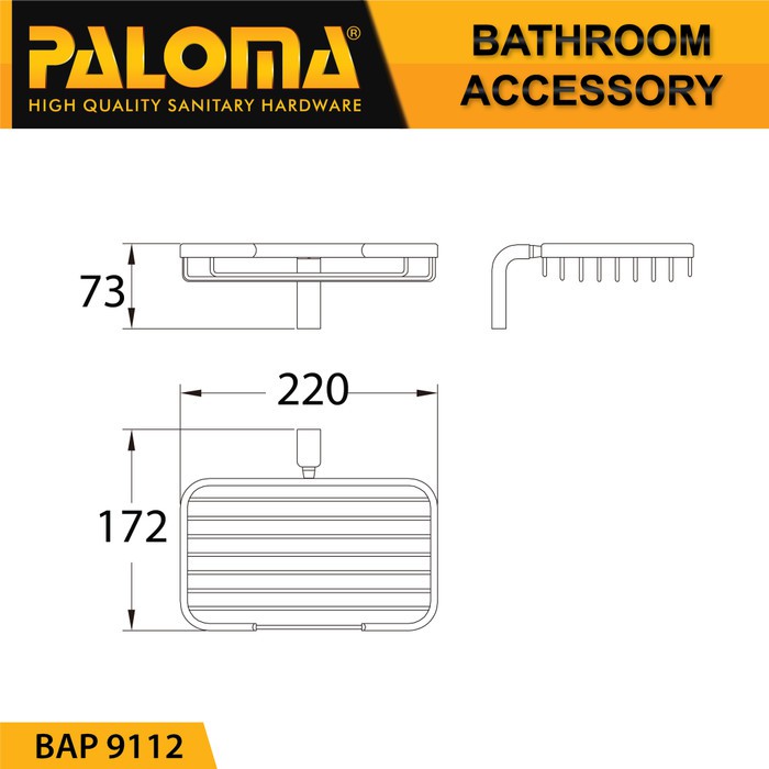 PALOMA BAP 9112 Rak Tempat Sabun Batang Holder Dinding Kamar Mandi