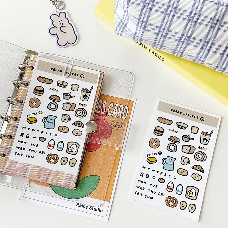 1pc Stiker Bentuk Roti Lucu Bahan Pvc Kualitas Tinggi Untuk Dekorasi Diary / Scrapbook