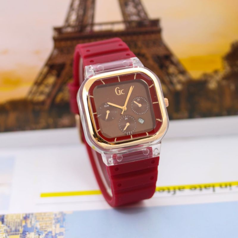 holypopshop best seller jam tangan wanita GC Guess Collection kotak OA706-EV rubber chrono variasi