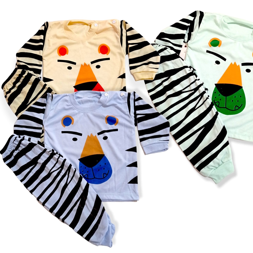 Setelan Piyama Bayi Motif tiger Tangan Panjang