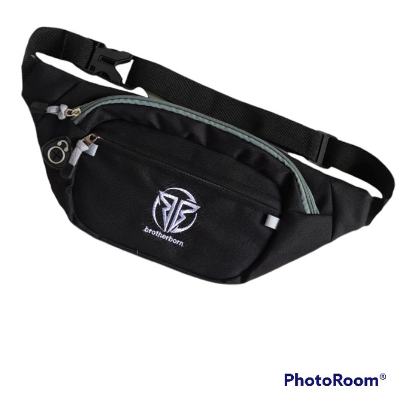 Tas Waistbag pria brotherborn logo bordir